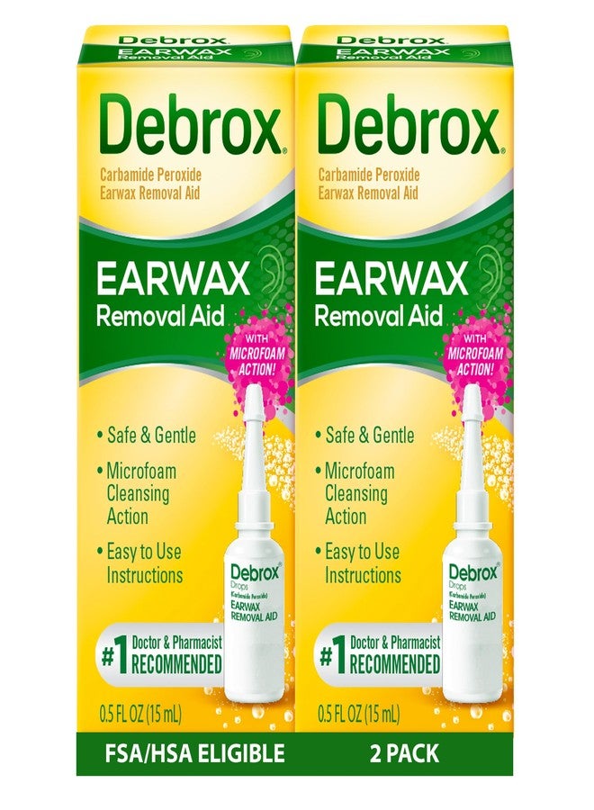 Debrox Ear Wax Removal Drops, Gentle Microfoam Ear Wax Remover, 0.5 Fl Oz, 2 Pack - Image 1